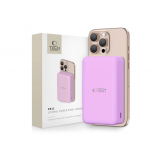 Nešiojamas įkroviklis - akumuliatorius 20000mAh USB + USB C 15W su bevieliu įkrovikliu, su indikatoriumi QC rožinis (purple) Tech-Protect PB12